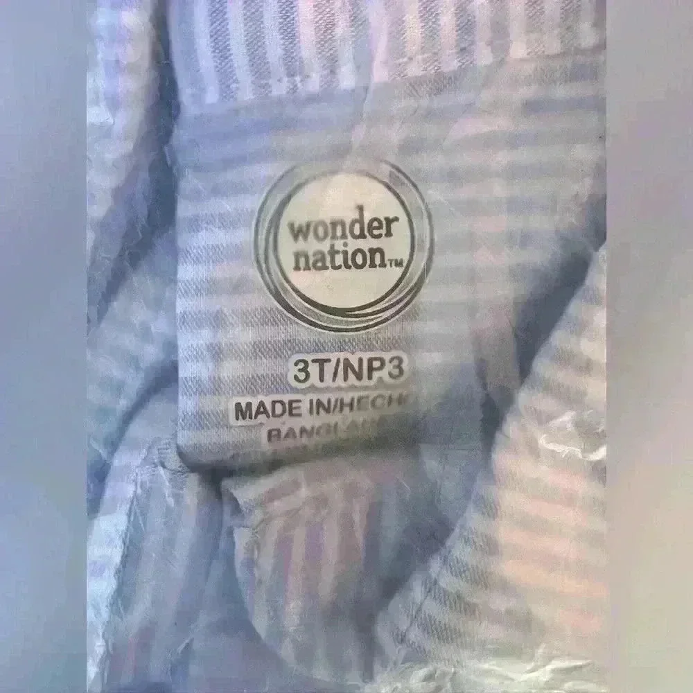 Wonder  Nation baby Boys Blue Button Down Short Sleeve Shirt size 3t and 2T - Picture 7 of 7